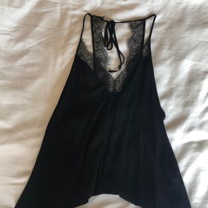 Slinky black cami with lace detail